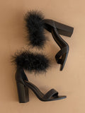 Feathered Block Heel