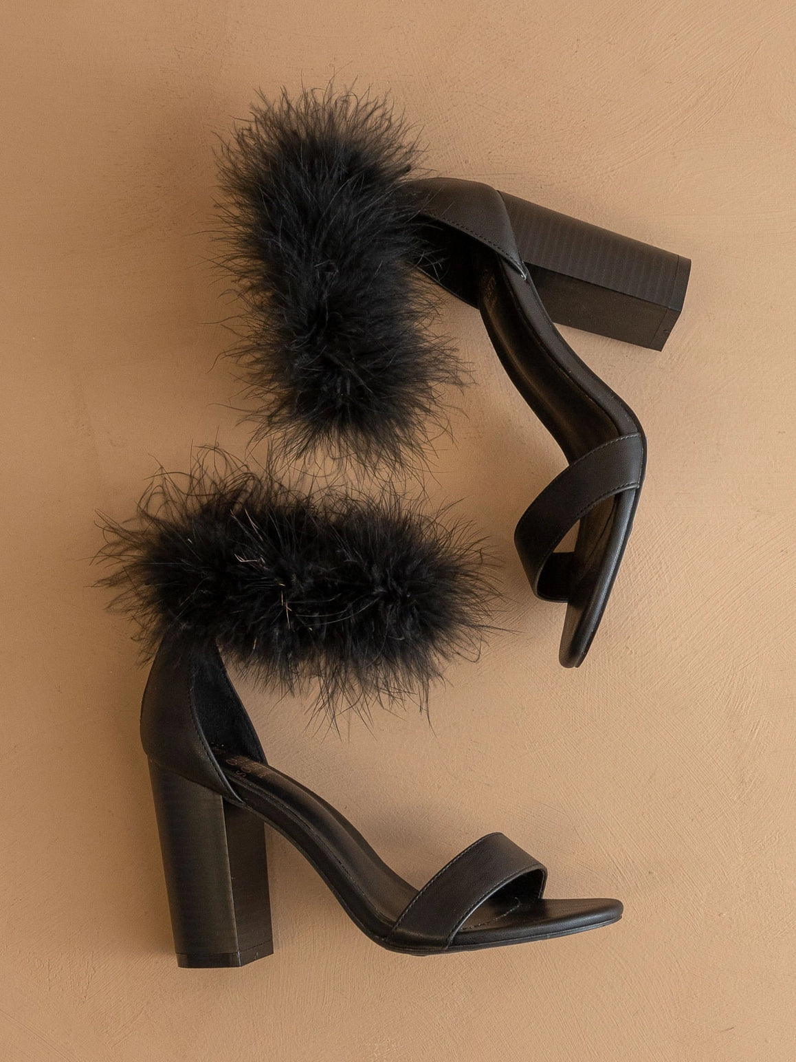 Feathered Block Heel